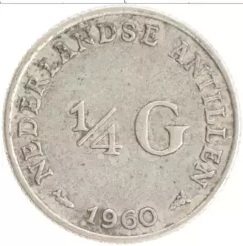 Монета 1/4 гульдена Кюрасао 1960 года Серебро Юлиана