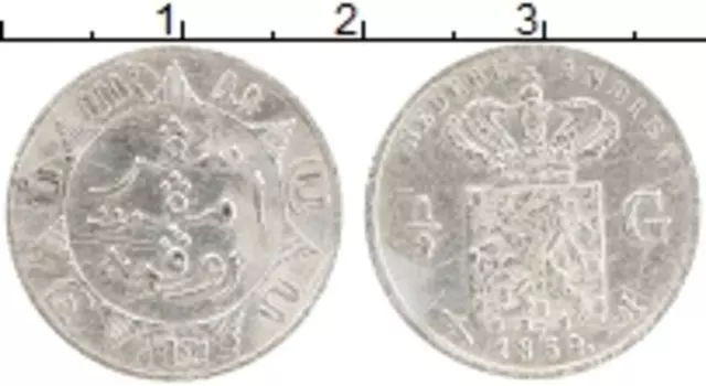 Монета 1/4 гульдена Нидерландской Индии 1854 года Серебро