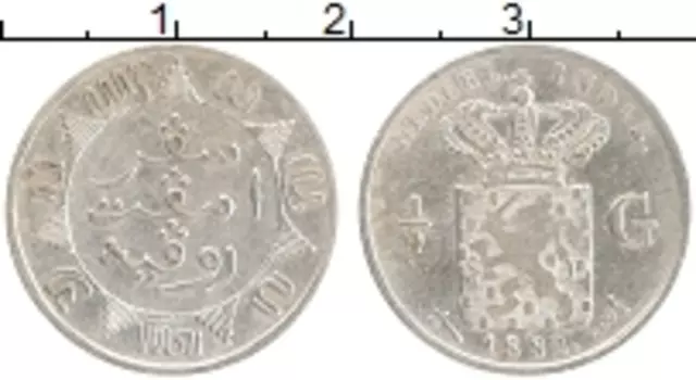 Монета 1/4 гульдена Нидерландской Индии 1882 года Серебро