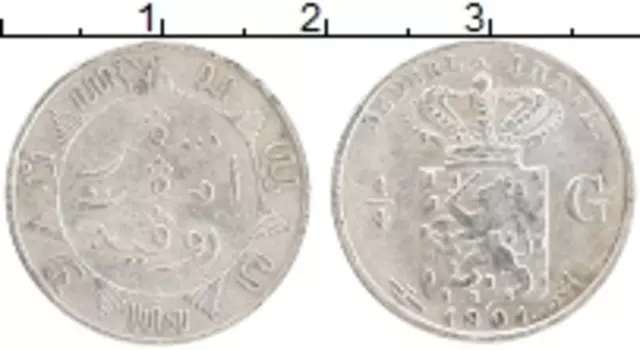 Монета 1/4 гульдена Нидерландской Индии 1901 года Серебро