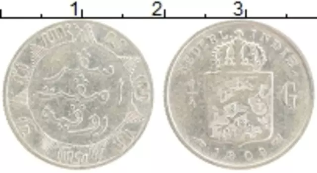 Монета 1/4 гульдена Нидерландской Индии 1909 года Серебро
