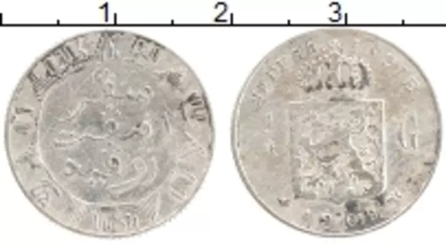 Монета 1/4 гульдена Нидерландской Индии 1909 года Серебро
