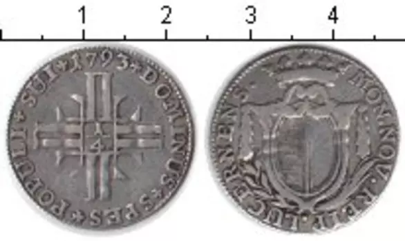 Монета 1/4 гульдена Швейцарии 1793 года Серебро Кантон Люцерн