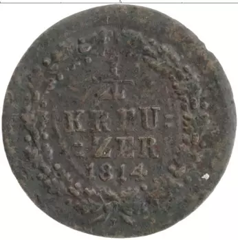 Монета 1/4 крейцера Нассау 1814 года Медь Герб