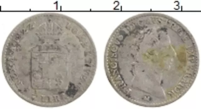 Монета 1/4 лиры Ломбардии 1822 года Серебро Франциск I