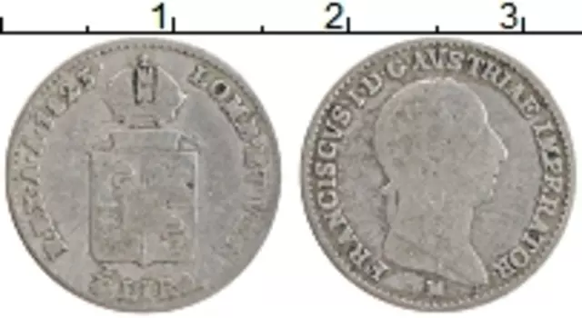 Монета 1/4 лиры Ломбардии 1823 года Серебро М