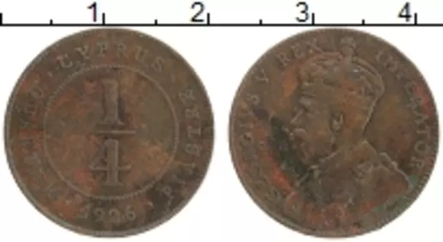 Монета 1/4 пиастра Кипра 1926 года Бронза Георг v