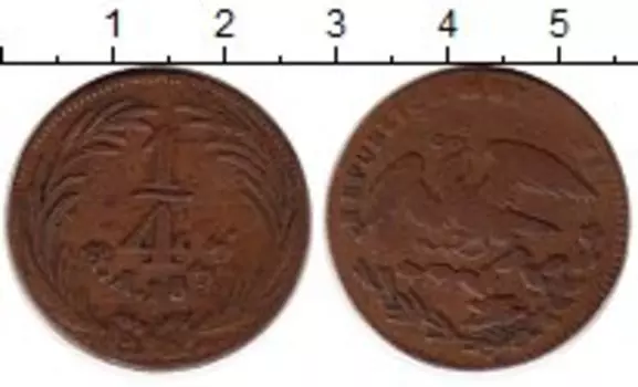 Монета 1/4 реала Мексики 1833 года Медь