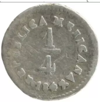 Монета 1/4 реала Мексики 1847 года Серебро