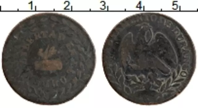 Монета 1/4 риала Мексики 1860 года Медь Штат Дуранго