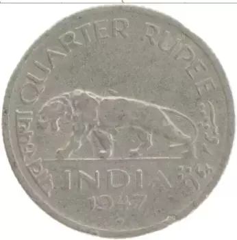 Монета 1/4 рупии Индии 1947 года Медно-никель Георг VI