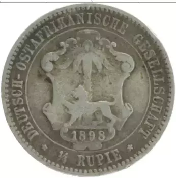 Монета 1/4 рупии Немецкой Африки 1898 года Серебро Вильгельм II