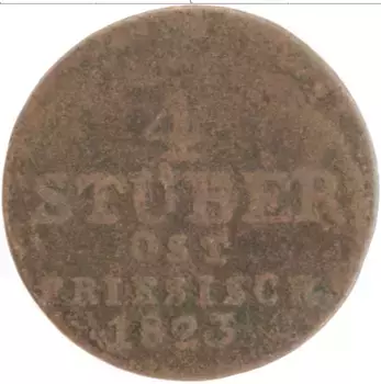 Монета 1/4 стюбера 1823 года Медь Георг IV