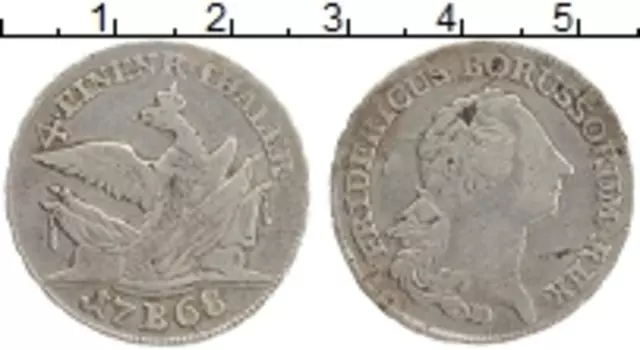 Монета 1/4 талера Пруссии 1768 года Серебро В