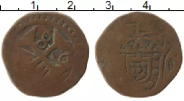 Монета 1/4 таньга Португальской Индии 1768 года