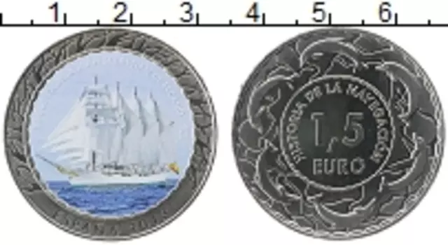 Монета 1,5 евро Испании 2018 года Медно-никель Цифровая печать