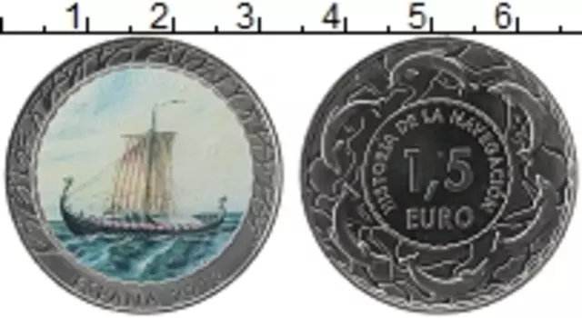 Монета 1,5 евро Испании 2018 года Медно-никель Цифровая печать