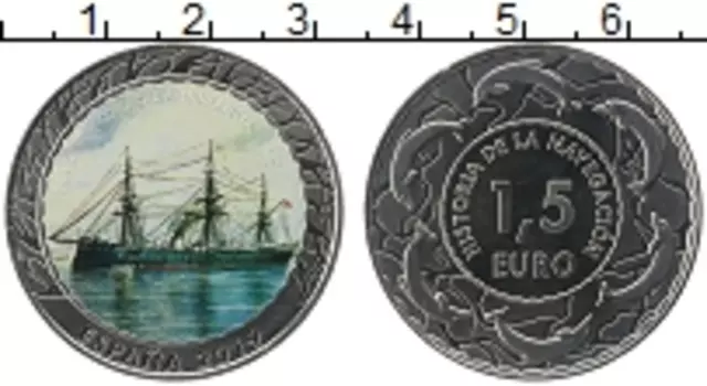 Монета 1,5 евро Испании 2019 года Медно-никель Цифровая печать