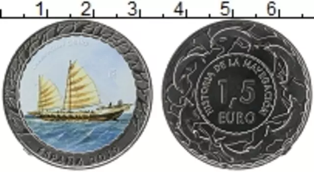 Монета 1,5 евро Испании 2019 года Медно-никель Цифровая печать