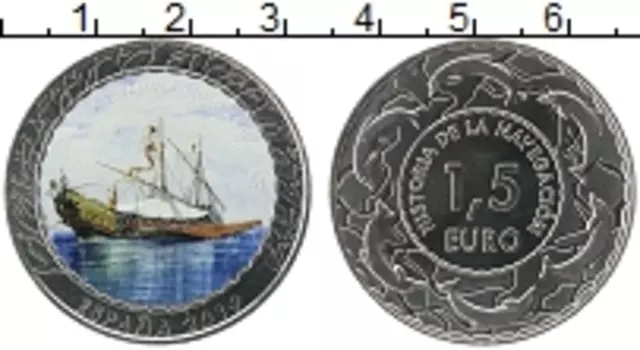 Монета 1,5 евро Испании 2019 года Медно-никель Цифровая печать