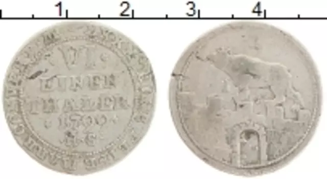 Монета 1/6 талера Анхальт-Бембурга 1799 года Серебро HS