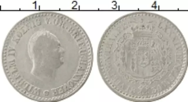 Монета 1/6 талера Ганновера 1834 года Серебро Вильгельм IV