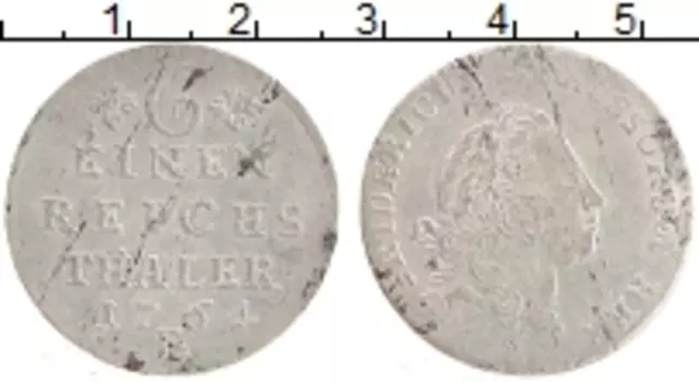 Монета 1/6 талера Пруссии 1764 года Серебро В