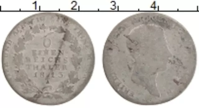 Монета 1/6 талера Пруссии 1813 года Серебро А Фридрих