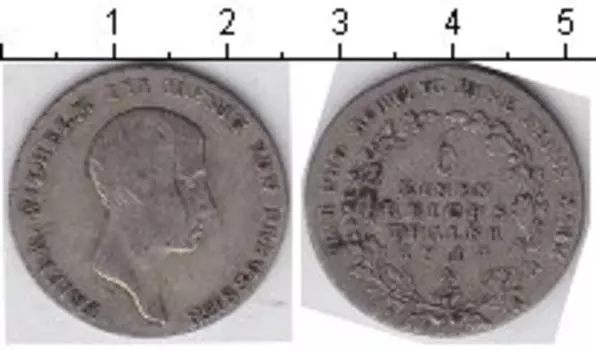 Монета 1/6 талера Пруссии 1814 года Серебро Фридрих Вильгельм III