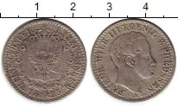 Монета 1/6 талера Пруссии 1825 года Серебро Фридрих Вильгельм III
