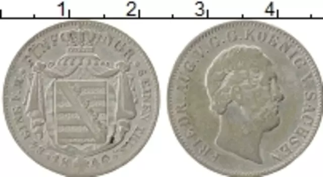 Монета 1/6 талера Саксонии 1842 года Серебро Фридрих Август