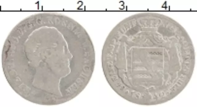 Монета 1/6 талера Саксонии 1842 года Серебро Фридрих Август V