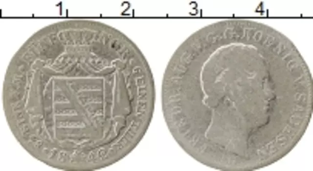 Монета 1/6 талера Саксонии 1842 года Серебро Фридрих Август V