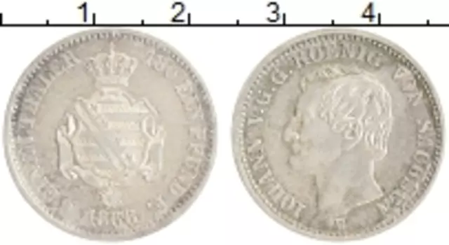 Монета 1/6 талера Саксонии 1866 года Серебро В