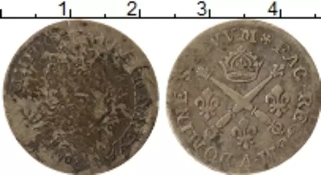 Монета 1/8 экю Франции 1707 года Серебро Людовик XIV