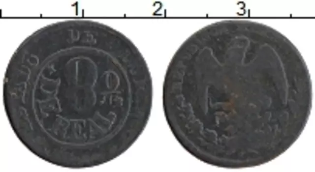 Монета 1/8 реала Мексики 1851 года Медь Штат Дуранго 1851-1854 гг