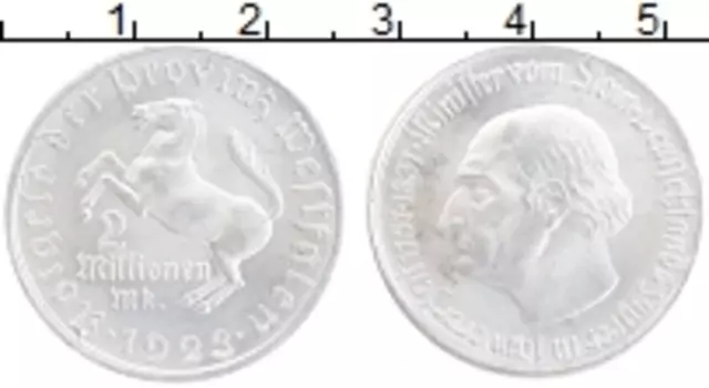 Монета 2000000 марок Вестфалии 1923 года Алюминий Министр фон Штейн