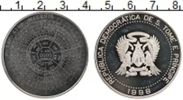 Монета 2000 добрас Сан-Томе и Принсипи 1998 года Медно-никель Миллениум