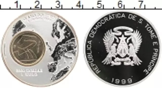 Монета 2000 добрас Сан-Томе и Принсипи 1999 года Серебро Переход на евро