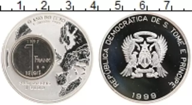 Монета 2000 добрас Сан-Томе и Принсипи 1999 года Серебро Переход на евро