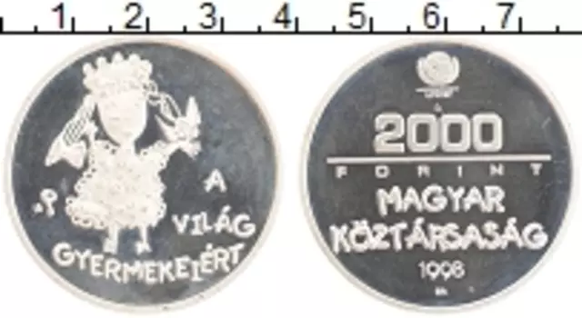 Монета 2000 форинтов Венгрии 1998 года Серебро ЮНИСЕФ-Детский фонд ООН