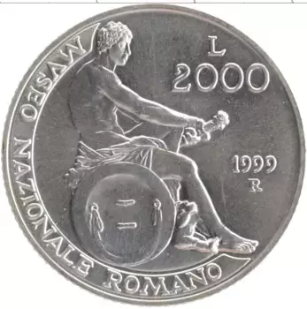 Монета 2000 лир Италии 1999 года Серебро Национальный музей в Риме