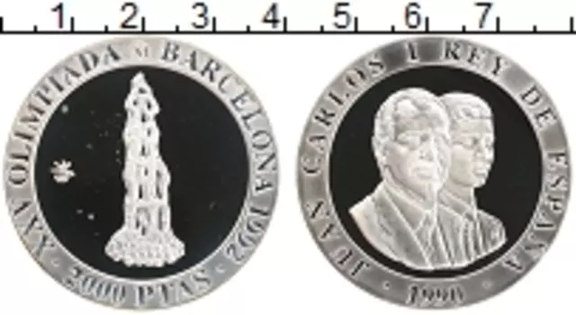 Монета 2000 песет Испании 1990 года Серебро Хуан Карлос I