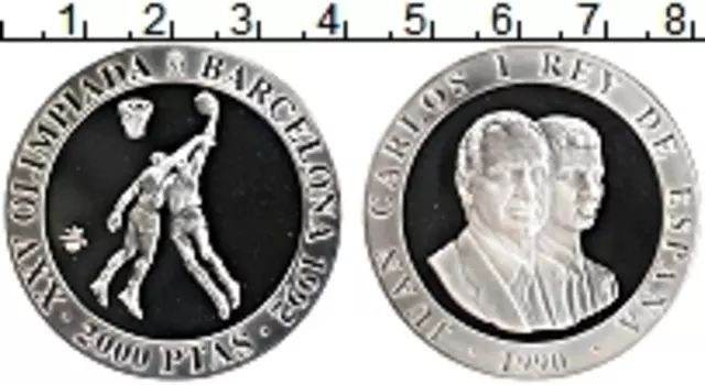 Монета 2000 песет Испании 1990 года Серебро Олимпиада в Барселоне
