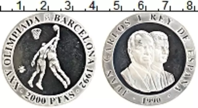 Монета 2000 песет Испании 1990 года Серебро Олимпиада в Барселоне