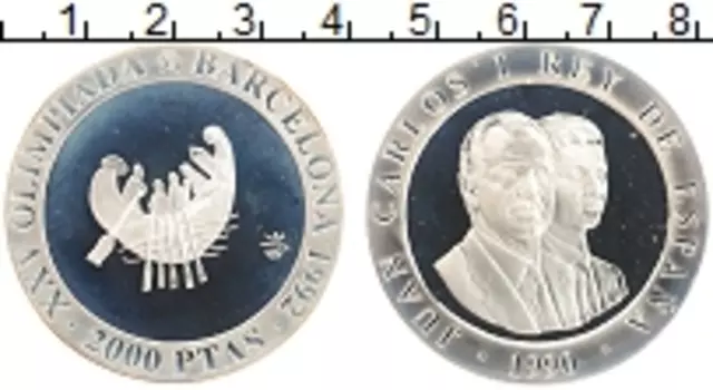 Монета 2000 песет Испании 1990 года Серебро Олимпийские игры в Барселоне
