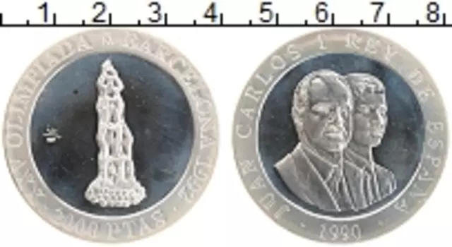 Монета 2000 песет Испании 1990 года Серебро Олимпийские игры в Барселоне