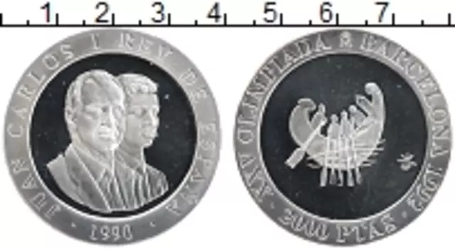 Монета 2000 песет Испании 1990 года Серебро Олимпийские игры в Барселоне