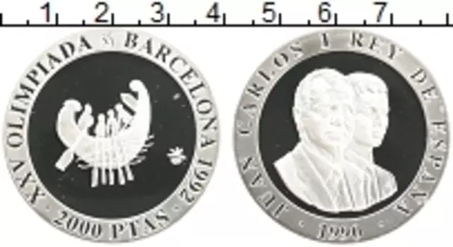 Монета 2000 песет Испании 1990 года Серебро Олимпийские игры в Барселоне
