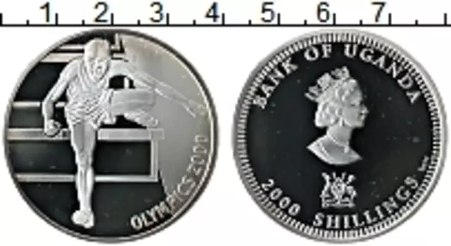Монета 2000 шиллингов Уганды 2000 года Серебро Елизавета II
